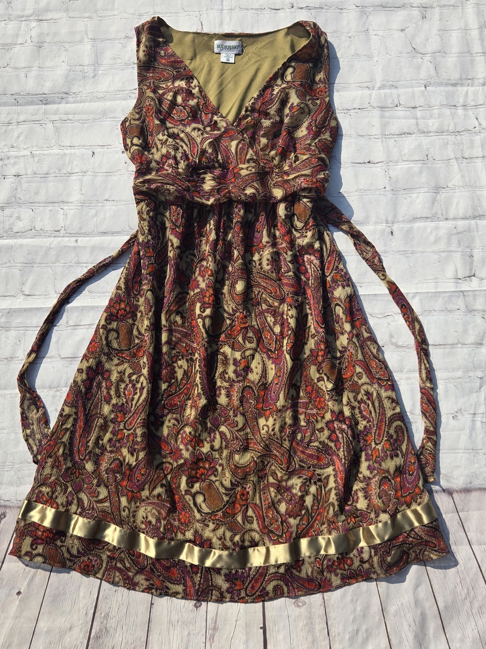 Y2k Fall Plum Paisley Chiffon Empire Babydoll Dress Whimsigoth Fairy Sz M